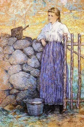 Mädchen am Tor stehend